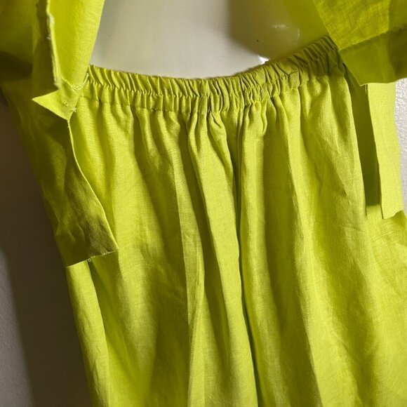 SAB Collections lime green 100% linen button down shirt and pants Size 7-8 - Picture 7 of 9